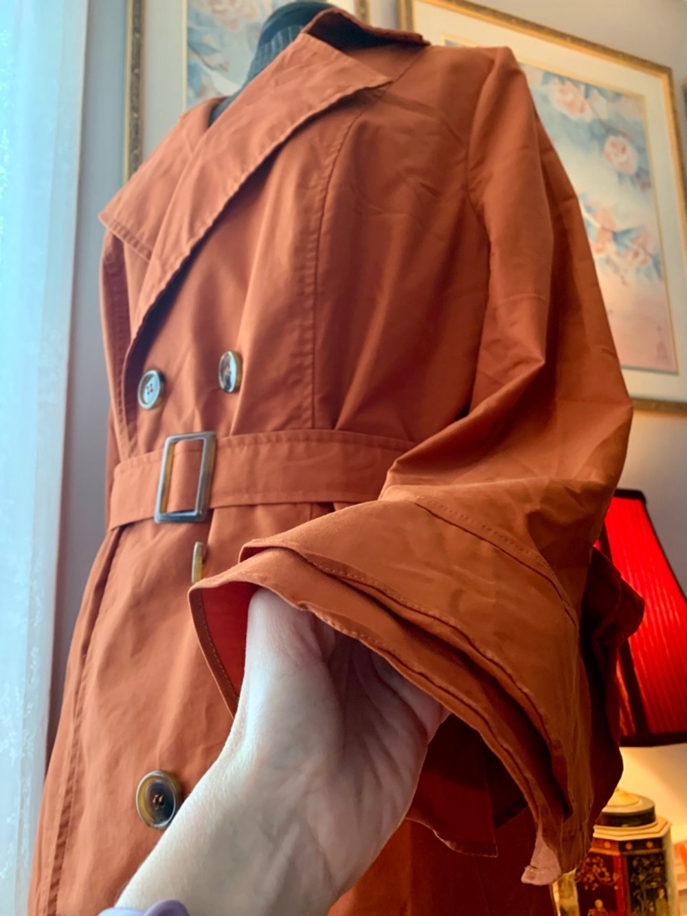 Ashley Stewart Burnt Orange Trench Coat with Belt
